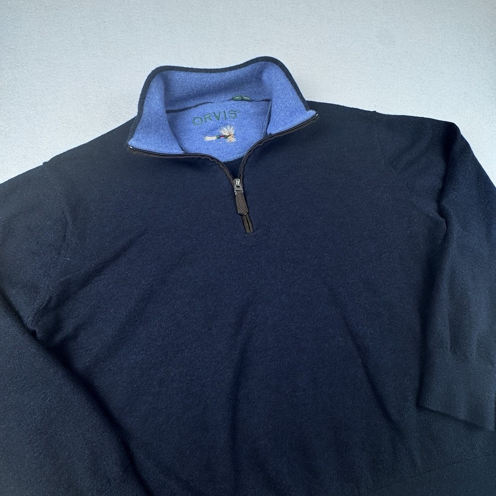 Orvis 100% Merino Wool Sweater 2.0 1/4 Zip Men XL (L) Pullover Blue Outdoor Gorp - Picture 1 of 8